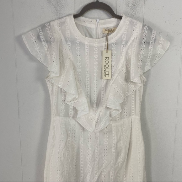 Roolee Mom Dress S Eyelet Lace Knee Length Ruffle Sleeve Nursing Breastfeeding - Picture 3 of 16